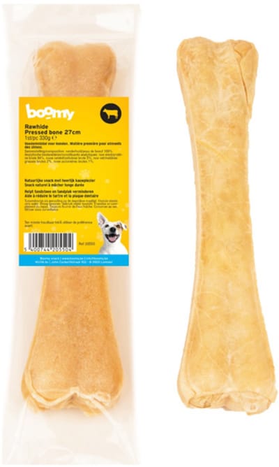 Boomy - Kauwbot van 100% runderhuid - Natuurlijke hondensnacks voor gebitsverzorging - Kauwbotten hond voor grote honden - Kauwstaaf hond 27cm