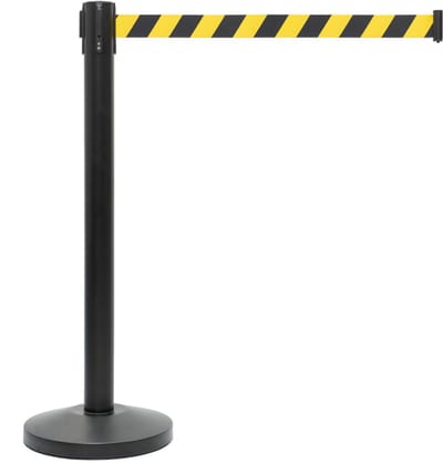 GJ Floors - Afzetpaal met trekband | Zwart - Geel-Zwart - Hoogte: 92 cm - Lengte: 200 cm - Steel diameter: 5,1 cm