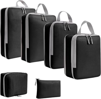 Packing Cubes Set - Reis Organizers - Bagage Opbergen - Compressible en Waterdicht - 6 Stuks - Paars