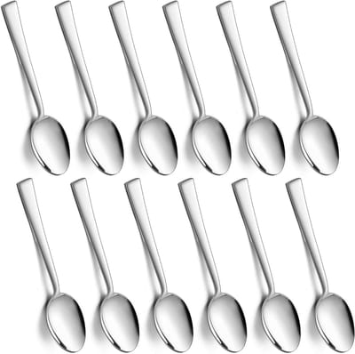 Stainless Steel Theelepels en Dessertlepels Set van 12 Stuks, Ideaal voor Thuis en Restaurant, Vaatwasserbestendig en Glanzend Afgewerkt, Perfect voor Koffie en Desserts