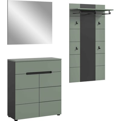 Furnilux Garderobecombinatie in elegant rookgroen complete ingangsoplossing met spiegel