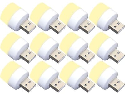 lamp-Een set van 12 mini USB LED-nachtlampjes, zonder lichtsensoren, die warm wit licht uitstralen, compact en draagbaar zijn en perfect slaapkamers, badkamers, keukens, auto's en andere ruimtes.