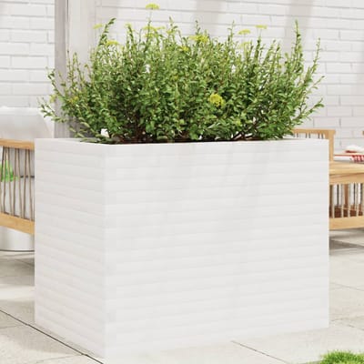 vidaXL - Plantenbak - 90x60x68,5 - cm - massief - grenenhout - wit