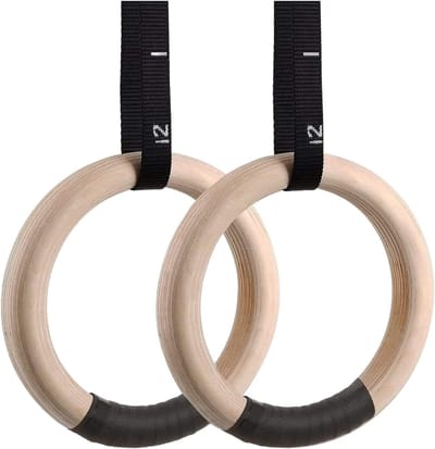 Gymnastiek Ringen - Fitness Ringen - Thuistraining Fitness - Verstelbare Gespriemen - 23.5x2.8cm Ring - Hout
