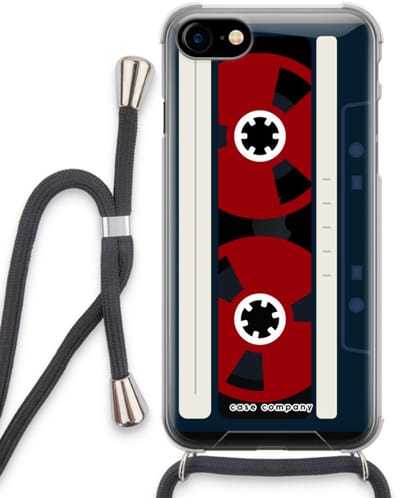 Case Company® - Hoesje met koord geschikt voor iPhone SE 2020 hoesje met Koord - Here's your tape - Telefoonhoesje met Zwart Koord - Bescherming aan alle Kanten en Over de Schermrand