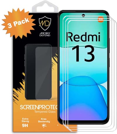 3-Pack MobyDefend Screenprotectors - Geschikt voor Xiaomi Redmi 13 4G - Case-Friendly Screensaver - Gehard Glas