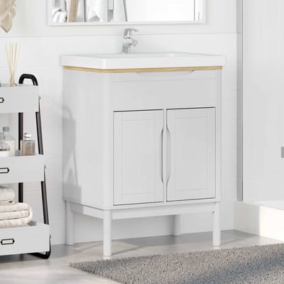 vidaXL - Badkamerkast - FLORO - Wit - 60 - x - 40 - x - 80 - cm - Massief - grenenhout