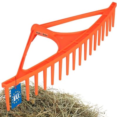KOTARBAU® Bladhark, Tuinhark, Kunststof, 64 cm, Oranje, 18 Tanden, Bladbezem, Zonder Steel, voor Gras En Heg, Lichtgewicht Hark, Stevige Hark