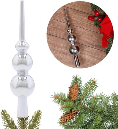 Zilveren Kerstboomtopper, Puntige Boomtopper, 20 cm