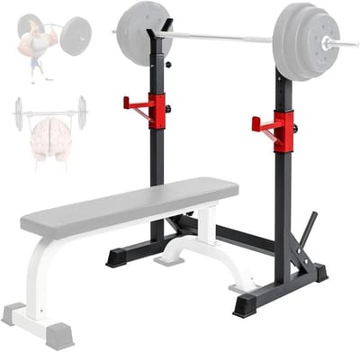 Krachtstation Squat Rek - Halterstandaard Fitness - Kracht Training - Verstelbare Hoogte Breedte - Max 249 kg - Rood
