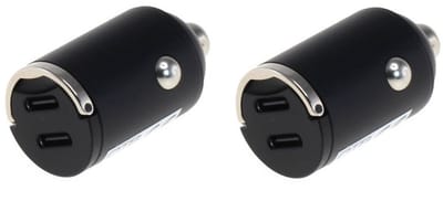 2 stuks OneOne auto snellader met 2 poorten. USB A en USB C poort. 40W (2x 20 Watt) lader. Autolader adapter past op Samsung Galaxy A02s, A03s, A04, A05s, A13, A23, A52s, A21s, F06, Galaxy Note 7, Note 8, Note 9, F41, M33, M23, M35