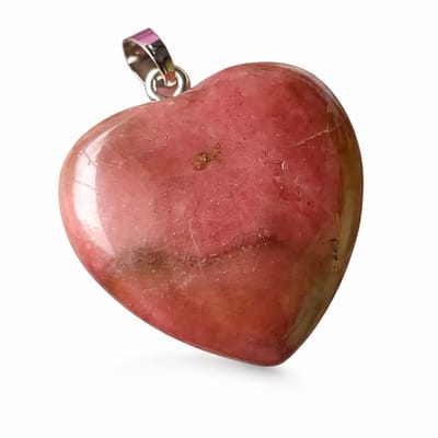 Rhodochrosiet Hanger Hartvorm - 925 Zilver Verguld - Dames Hanger met Roze Steen