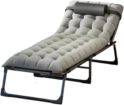 Opvouwbaar Campingbedje - Draagbaar Bed - Ontspannen Buiten - Verstelbare Rugleuning - 191 x 68 cm - Zwart