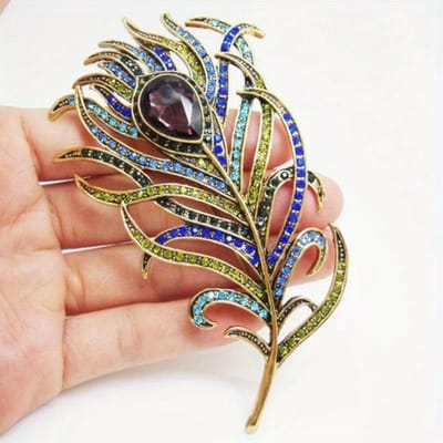 Dames Heren Mode Exquise Veer Kristal Broche Badges Klassieke Parel Strass Speld Accessoires Voor Dameskleding Jas brown