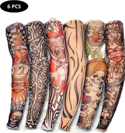 Nivard Tattoo Sleeve - Voor Volwassenen - Mouw - Tatoeage - Arm Warmer - Zonbescherming - UV Beschermend - 6 Stuks