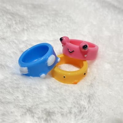 Bague grenouille en acrylique, anneaux en résine de poussin pour femmes et filles, bijoux esthétiques animaux simples, bagues d'amitié, cadeaux de voyage de fête blue
