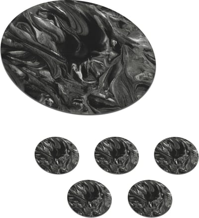 Onderzetters voor glazen - Rond - Verf - Patronen - Marmer print - 10x10 cm - Glasonderzetters - 6 stuks