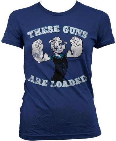 Popeye These Guns Are Loaded Girly T-shirt voor dames, marineblauw