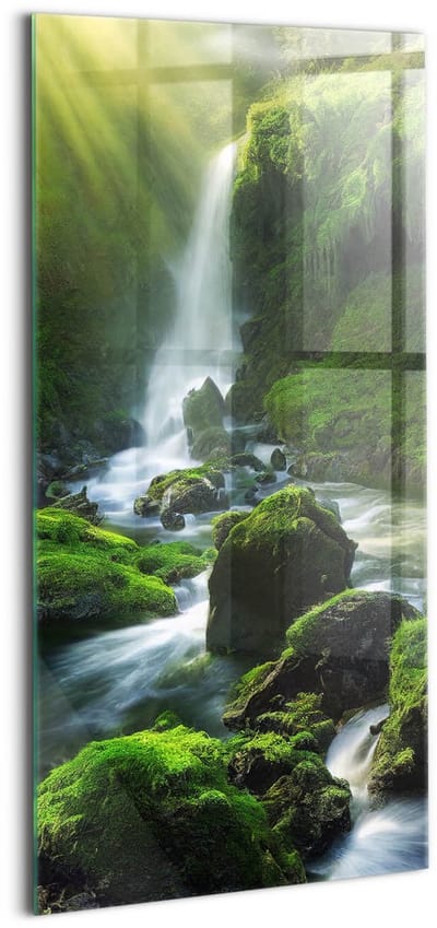 Wallfluent Glasschilderij - Abstracte zwarte metal Glas Schilderij - 50x100 cm - Zwart Verticale Muurschildering - Landschap Foto Op Glas - Glas Foto - Foto In Glas