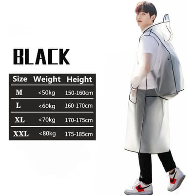 Mode Femme Transparent Plastique Eva Homme Imperméable Voyage Résistant à l'Eau Vêtements de Pluie Adulte Peut Tenir Sac à Dos Manteau de Pluie Haute Qualité Pratique Utilisation Quotidienne M gray
