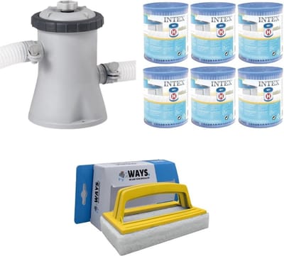 WAYS - Zwembad Onderhoud - Pakket Medium & Filterpomp 5678 L/u & 6 Filters Type A