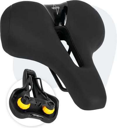 Voltano Fietszadel Elegance - Zwart - Unisex - Premium Gel Zadel Breed - Elastomeer Vering - 100% Waterdicht