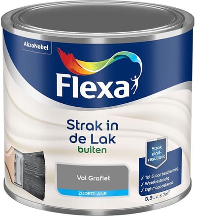 Flexa - Strak In De Lak Buitenlak Zijdeglans - Vol Grafiet - Mengverf - 500 Ml