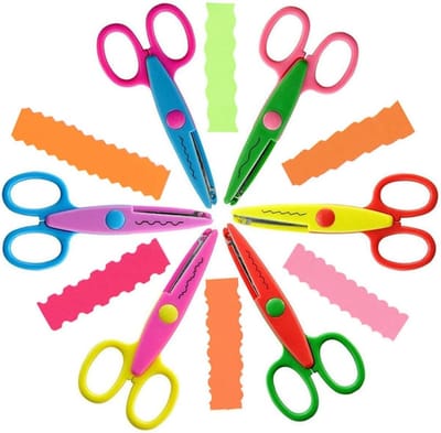 Set van 6 Creatieve Scharen voor Kinderen, DIY Zig Zag Scharen, Knutselmaterialen voor School en Scrapbooking