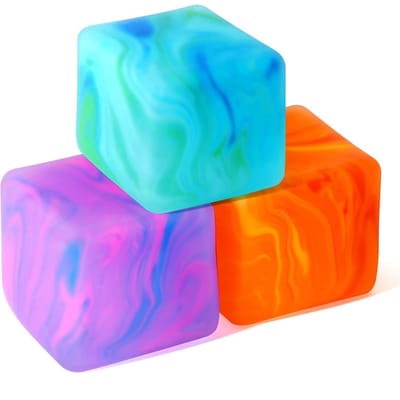 Stress Cube Squishy Speelgoed Fidget Knijp Vierkant voor Kinderen Volwassenen Maltose Langzaam Rijzend Sensorisch Speelgoed voor Angst Stressverlichting ADHD blue