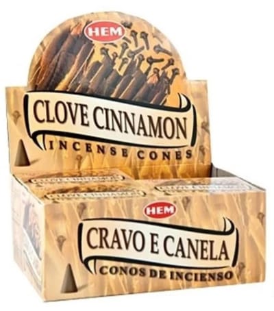HEM - clove cinnamon - kruidnagel - kaneel - wierook - wierookkegels - wespen - doos 12 stuks