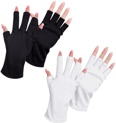 Dailygoods- UV-handschoenen met hoge elasticiteit - UV-handschoenen voor nagellamp - Vingerloze handschoenen - 2 paar - Spandex - Zwart - Nagelhandschoenen