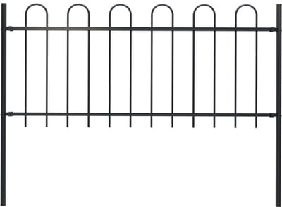 Sierhekwerk Boxtel - Tuinhek met Boogtop - 181x80 cm - Gepoedercoat Staal - Zwart - Metalen Tuinafrastering incl. 2 Palen (130 cm) en Montagemateriaal