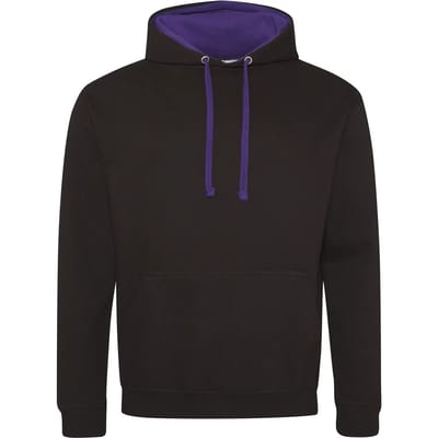 Just Hoods Varsity Hoodie JH003 - Jet Black/Purple - L
