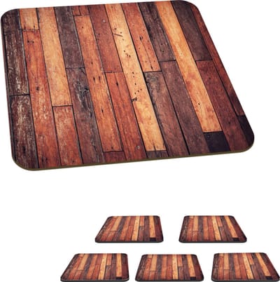 Onderzetters voor glazen - Plank - Vintage - Patroon - 10x10 cm - Glasonderzetters - 6 stuks