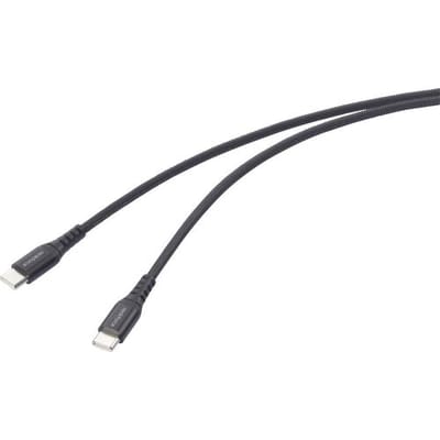 Renkforce RF-6872330 USB-kabel USB 2.0 USB-C stekker, USB-C stekker 1.00 m Zwart Zeer flexibel, Extreem robuust gevlochten bescherming