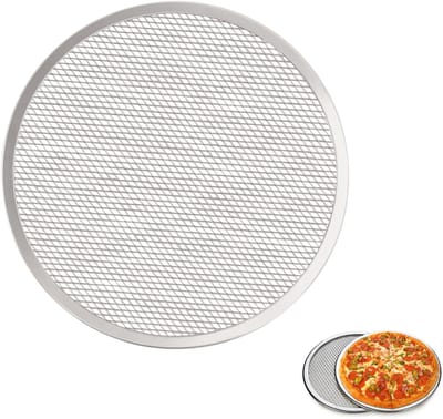 1 stuk - Pizza Bakvorm - Naadloze pizza bakvorm - Aluminium pizza bakvorm - Geperforeerde pizza bakvorm - Diamantvormige bakvorm - Pizzabakvorm - Droogt snel, geschikt voor het bakken van pizza (13 in, zilver)