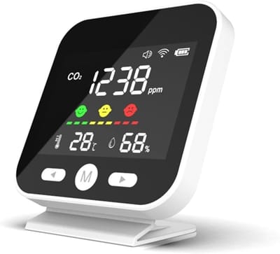 Luchtkwaliteit Monitor - CO2 Meter - Gezond Ademen - Geïntegreerde Detectie - 95x100x52MM - Wit