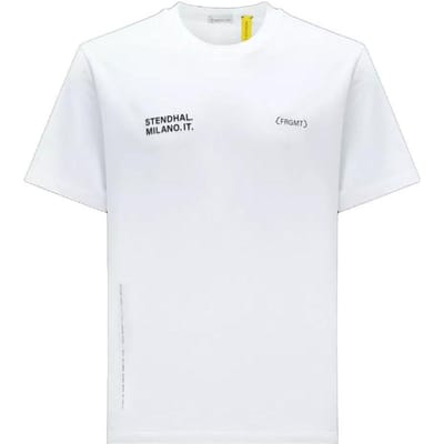 Moncler X Frgmt Samenwerking Zomer 2023 Logo T-shirt met Korte Mouwen Unisex Tops Wit I209U8C00002M3265001 XL white