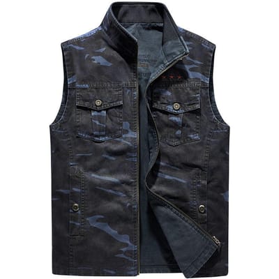 Lente en Herfst Nieuwe Heren Outdoor Casual Dubbelzijdig Vest Tooling Losse Camouflage Dubbelzijdig Vest Vest 4XL black