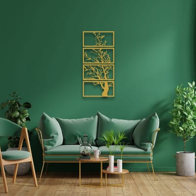 Wanddecoratie | Boom Van Leven / Tree of Life  | Metal - Wall Art | Muurdecoratie | Woonkamer |Gouden| 100x200cm