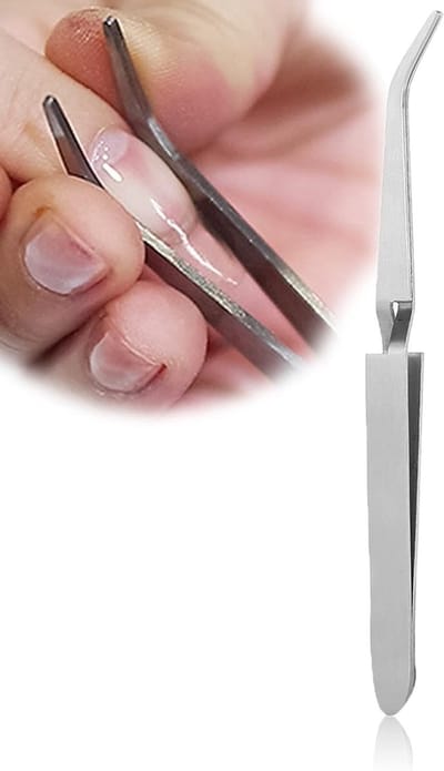 Roestvrijstalen gebogen pincet voor nagelkunst, wimpers en acrylnagels - Precisie pincet voor manicure en nail art accessoires