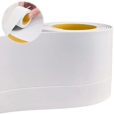 Zelfklevende PVC Plinten - Flexibele Bangle Strip voor Keuken en Badkamer, 50 x 20 mm, 10 m, Wit, Duurzaam en Waterbestendig