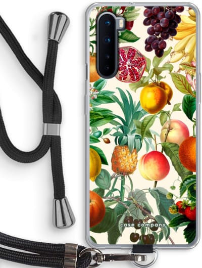 Case Company® - Hoesje met koord geschikt voor OnePlus Nord hoesje met Koord - Classic Flora - Telefoonhoesje met Zwart Koord - Bescherming aan alle Kanten en Over de Schermrand