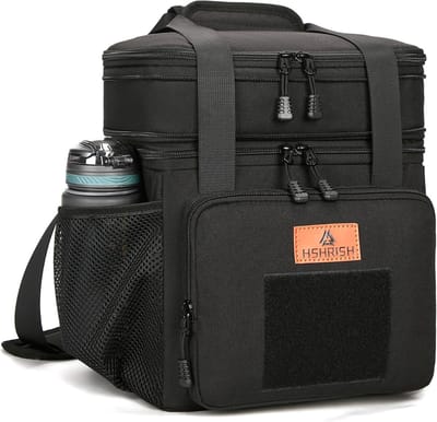 Thijox - Dubbellaagse Grote Koeltas 22 Liter - Waterdichte Lunchtas met Koelvak en Schouderriem - Ideaal voor Werk, Reizen, Picknick en Camping - Zwar