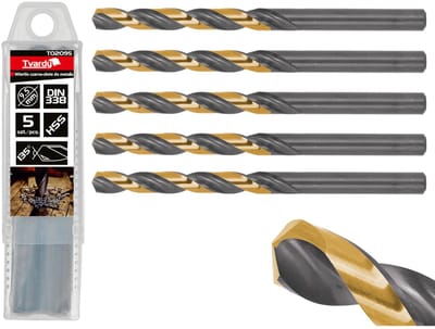Tvardy Metaalboor - HSS 9,50 mm - TiN coating - Zwart & goud - Lange levensduur - 5 stuks