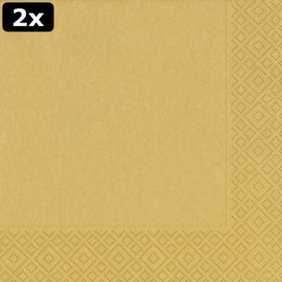 2x Duni servetten Gold 33x33cm