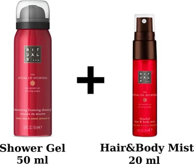 Rituals - Ayurveda - Shower Gel 50 ml Travel size + Hair&Body Mist 20 ml Travel size - Douchegel - Doucheschuim