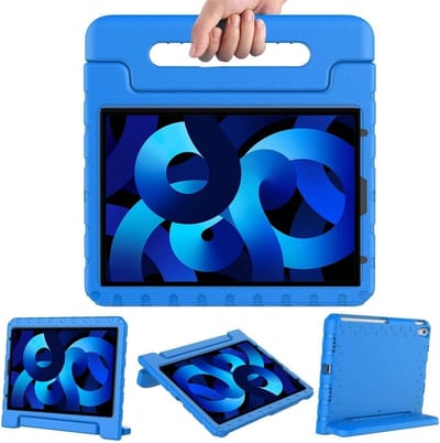 Hoes geschikt voor iPad Air 2022 kinderen Blauw - Hoes geschikt voor iPad Air 4 10.9 kinderen Hoes - Hoes geschikt voor iPad 5th generatie hoesjes Kidsproof Backcover met handvat - Ntech