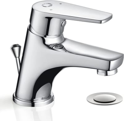 CECIPA Max Wastafelkraan - met Afvoerhendel Waste - Badkamerkraan - Badkamer Kraan - Opbouw - RVS - Warm en Koud - Waterbesparend - Chroom