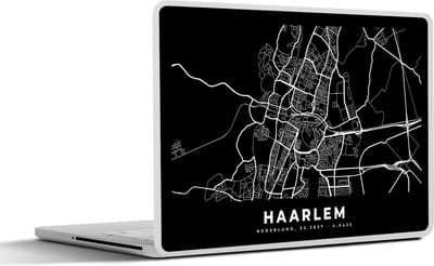Laptop sticker - 14 inch - Haarlem - Zwart - Kaart - 32x5x23x5cm - Laptopstickers - Laptop skin - Cover